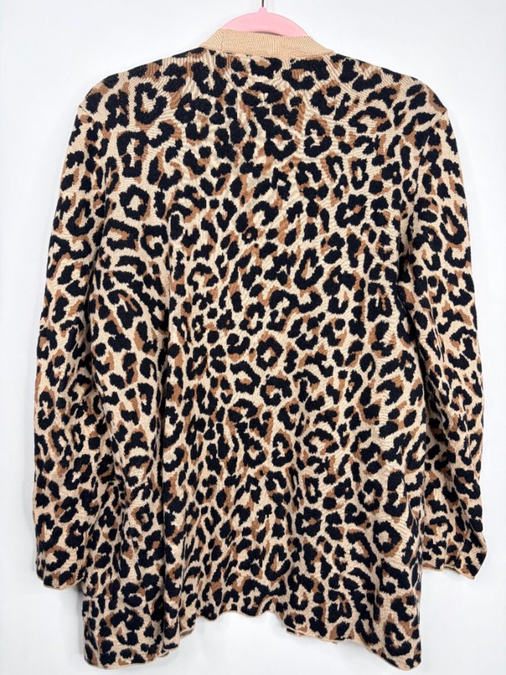 J. Crew Leopard Open Cardigan Gold Leo Beechwood Medium #A2854 - Picture 4 of 8
